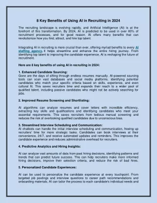 8 key benefits of using ai in recruiting in 2024