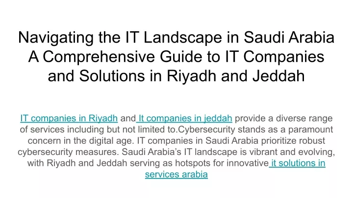 navigating the it landscape in saudi arabia