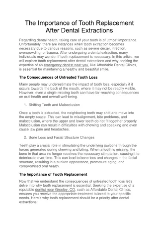 The Importance of Tooth Replacement After Dental Extractions