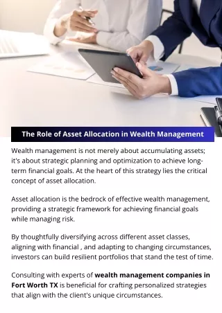 the role of asset allocation in wealth management
