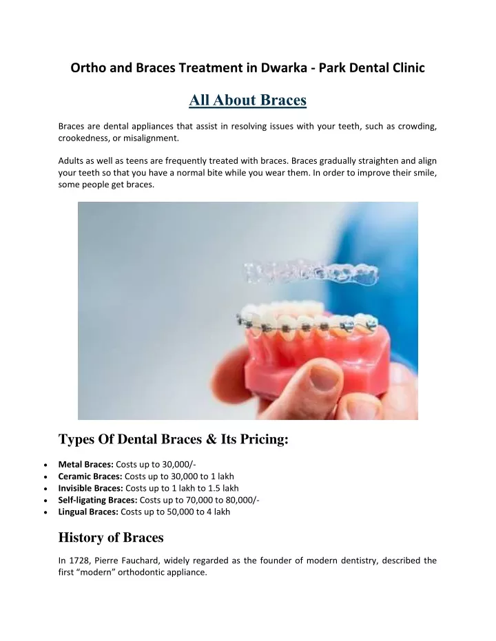 ortho and braces treatment in dwarka park dental