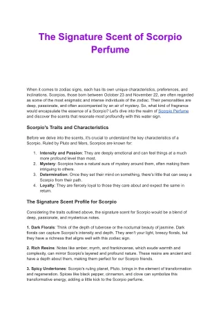 Scorpio Perfume: Unveiling the Zodiac's Signature Scent