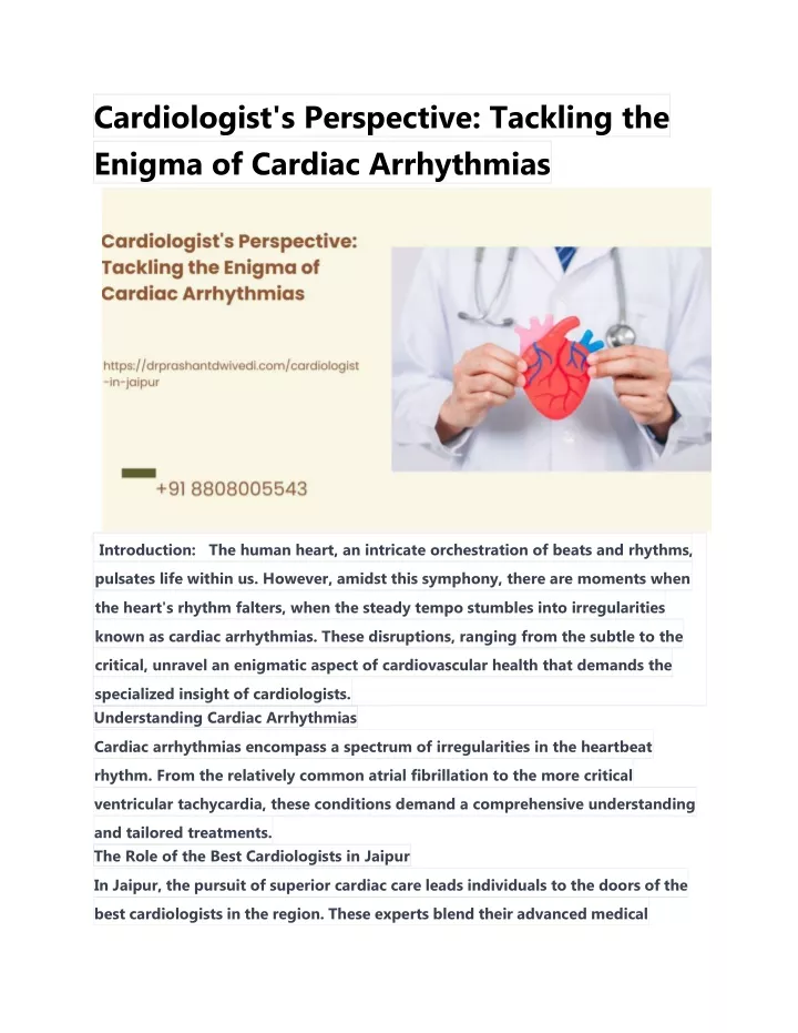 cardiologist s perspective tackling the enigma