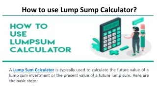 How to use Lump Sump Calculator?