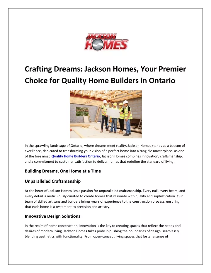 crafting dreams jackson homes your premier choice