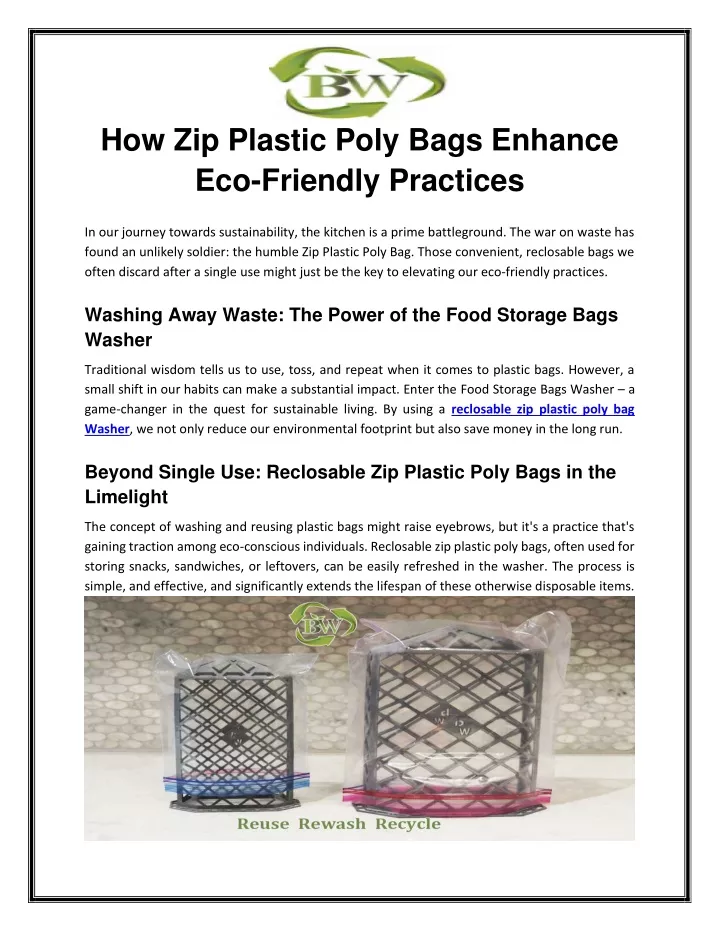how zip plastic poly bags enhance eco friendly