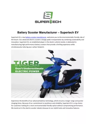 Battery Scooter Manufacturer - Supertech Ev
