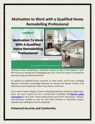 Motivation to Work with a Qualified Home Remodelling Professional