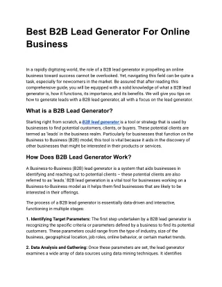 Best B2B Lead Generator For Online Business