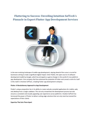 Fluttering to Success- Unveiling Intuition SofTech's Pinnacle in Expert Flutter App Development Services