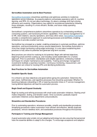 servicenow automation and its best practices