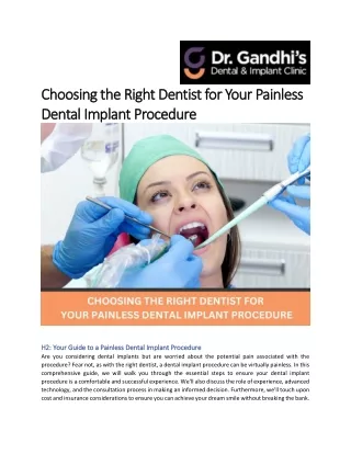 Choosing the Right Dentist for Your Painless Dental Implant Procedure