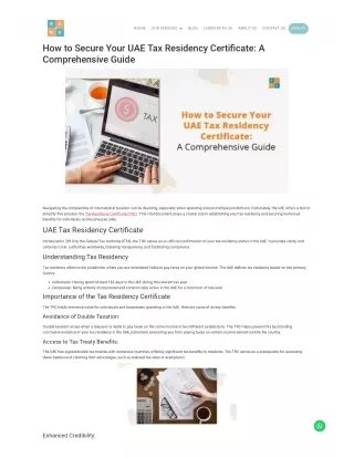 How to Secure Your UAE Tax Residency Certificate A Comprehensive Guide