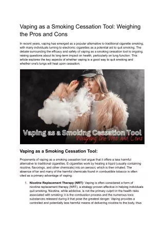 Vaping as a Smoking Cessation Tool_ Weighing the Pros and Cons