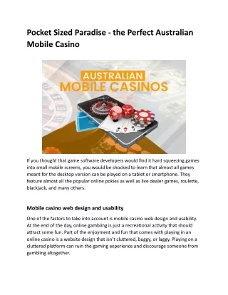 Pocket Sized Paradise - the Perfect Australian Mobile Casino