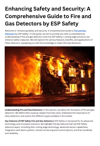 Enhancing Safety and Security A Comprehensive Guide to Fire and Gas Detectors by ESP Safety