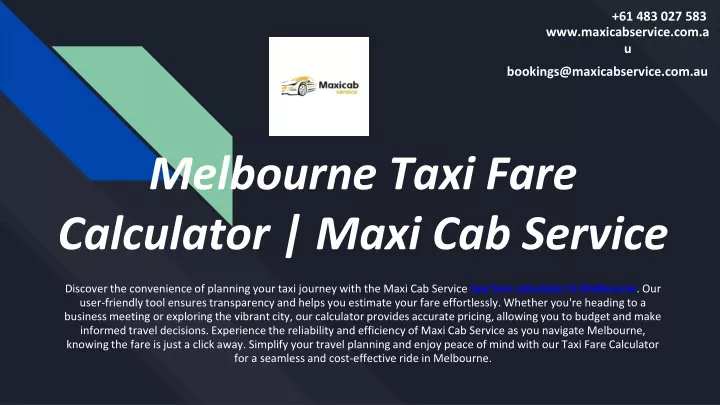 melbourne taxi fare calculator maxi cab service