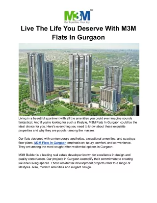 Live The Life You Deserve With M3M Flats In Gurgaon