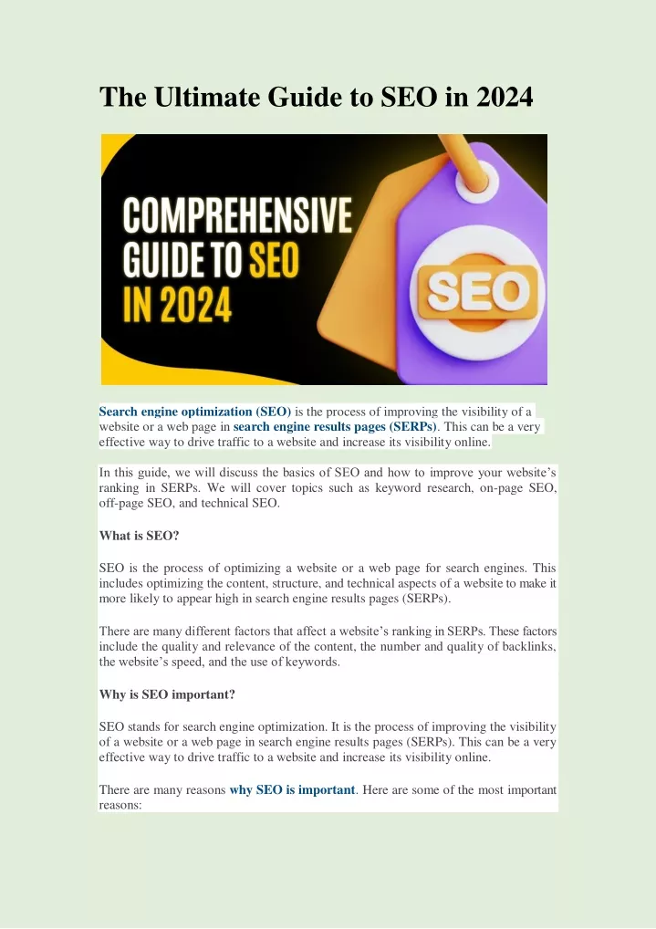 the ultimate guide to seo in 2024