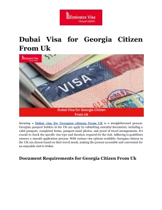 Dubai Visa for Georgia Citizen From Uk