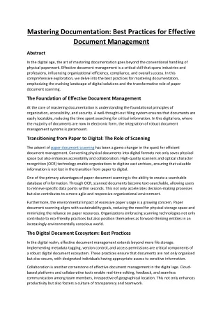 Mastering Documentation: Best Practices for Effective Document Management