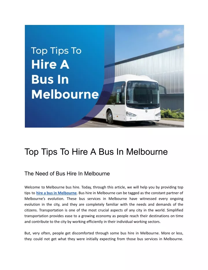 top tips to hire a bus in melbourne