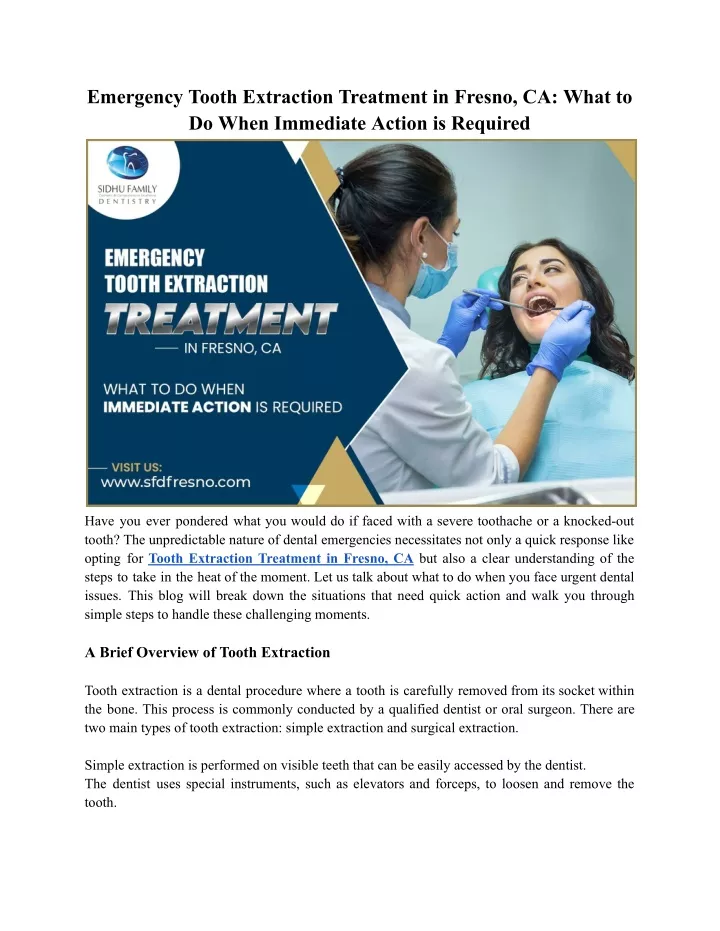 emergency tooth extraction treatment in fresno