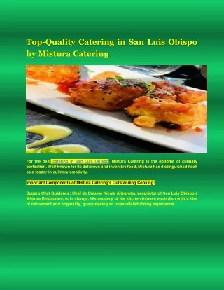 Top-Quality Catering in San Luis Obispo by Mistura Catering