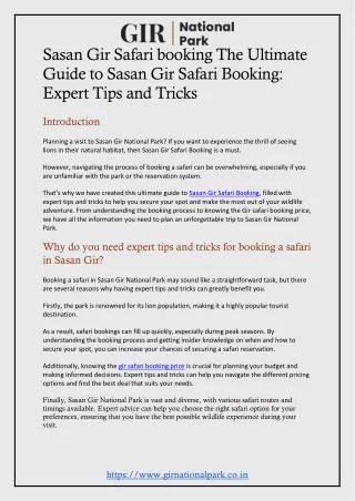 Sasan Gir Safari booking The Ultimate Guide to Sasan Gir Safari Booking Expert Tips and Tricks