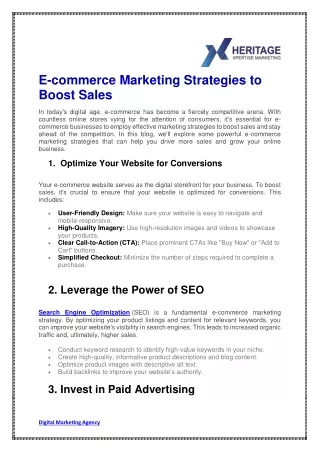 E-commerce Marketing Strategies to Boost Sales