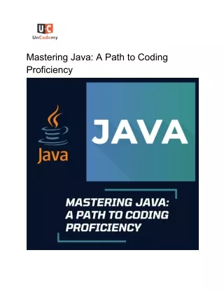 Mastering Java: A Path to Coding Proficiency