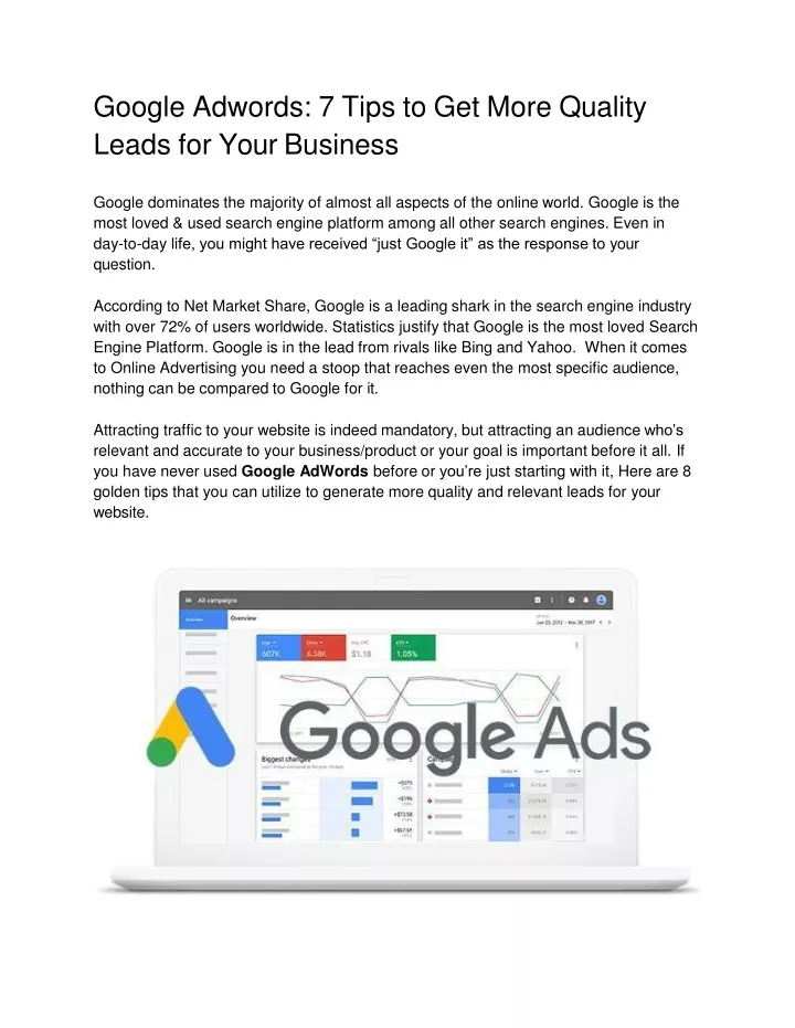 google adwords 7 tips to get more quality leads for your business