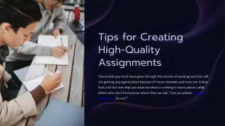 Tips for Creating High Quality Assignments