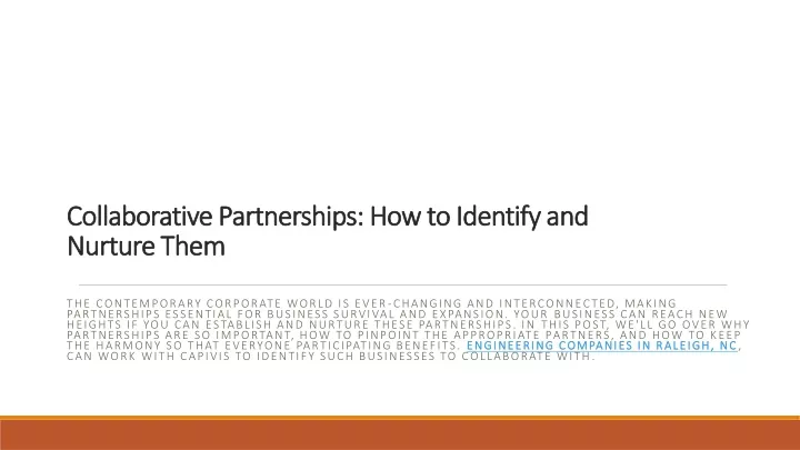 collaborative partnerships how to identify and nurture them
