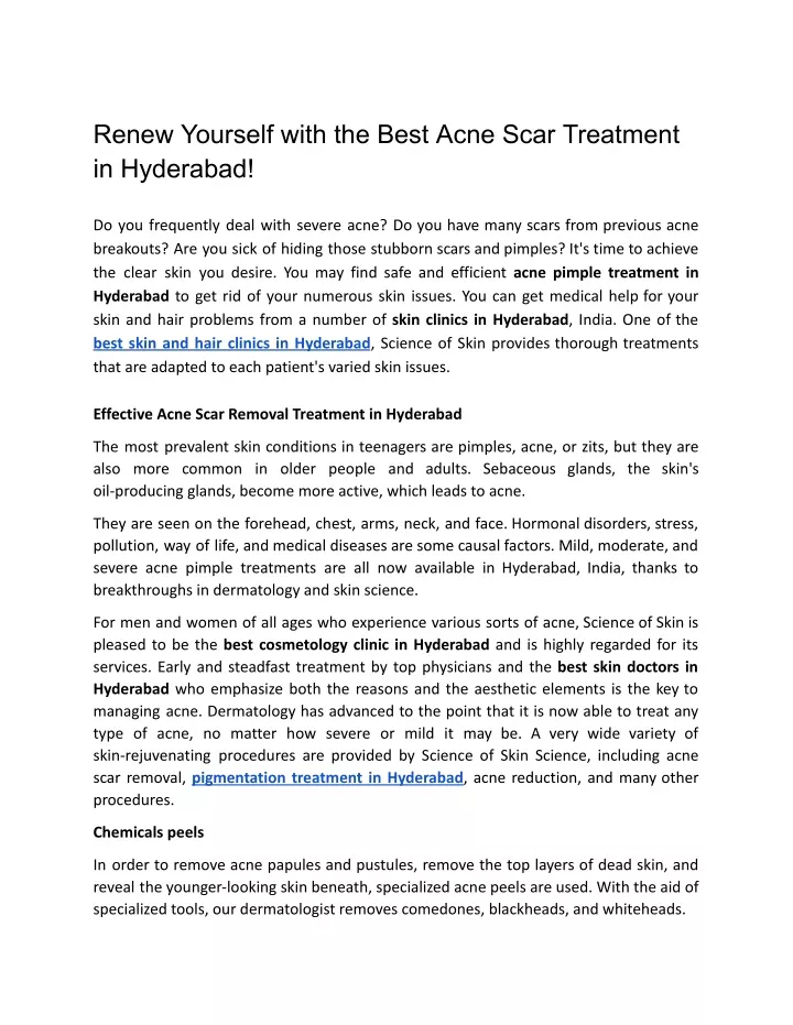 renew yourself with the best acne scar treatment