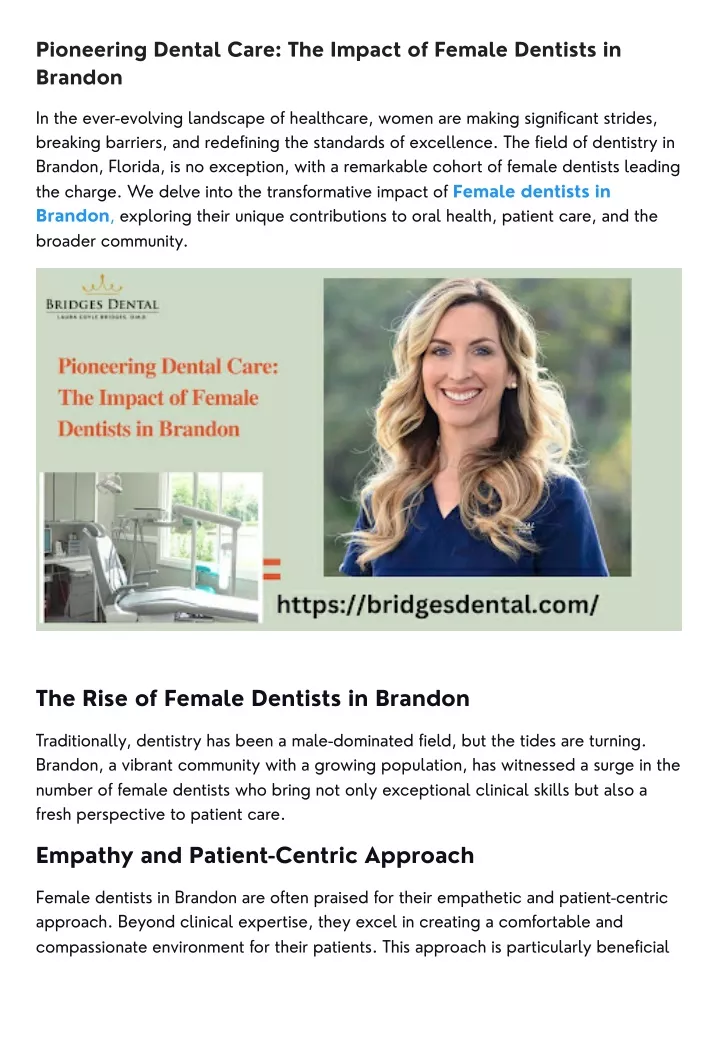 pioneering dental care the impact of female