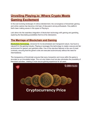 Unveiling Playing.io_ Where Crypto Meets Gaming Excitement