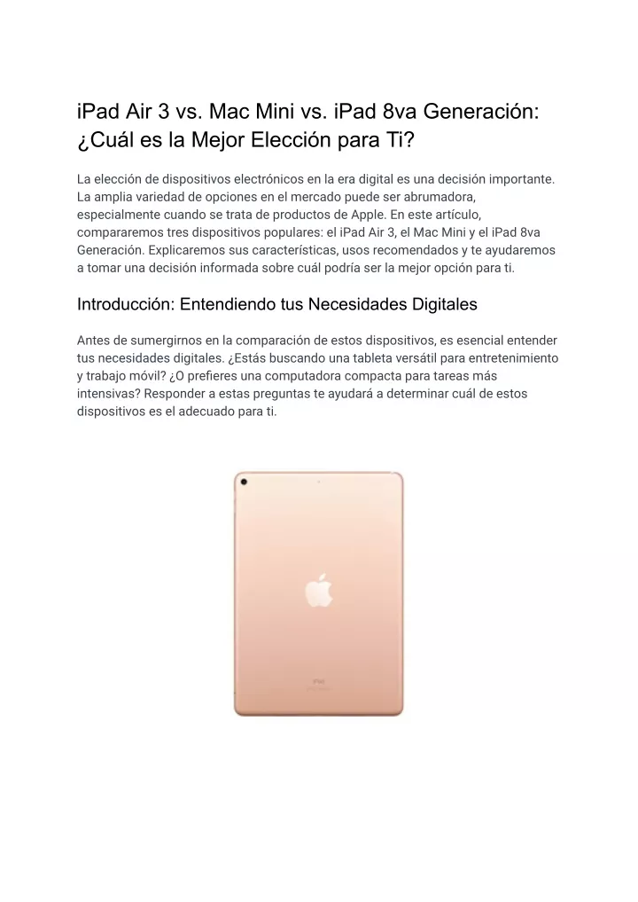 ipad air 3 vs mac mini vs ipad 8va generaci