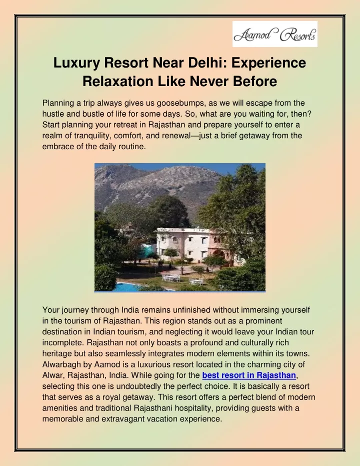 luxury resort near delhi experience relaxation