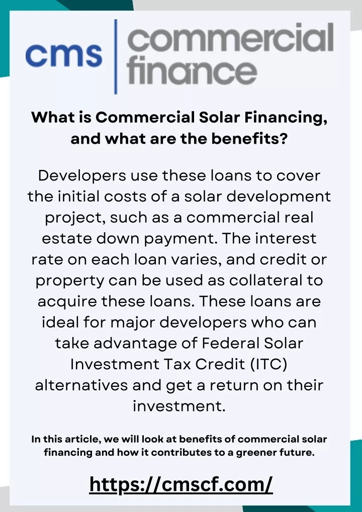 what is commercial solar financing and what