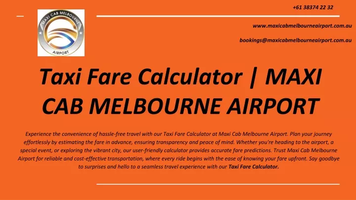 taxi fare calculator maxi cab melbourne airport