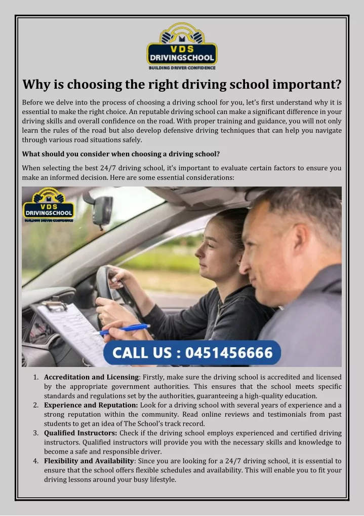why is choosing th right driving school important