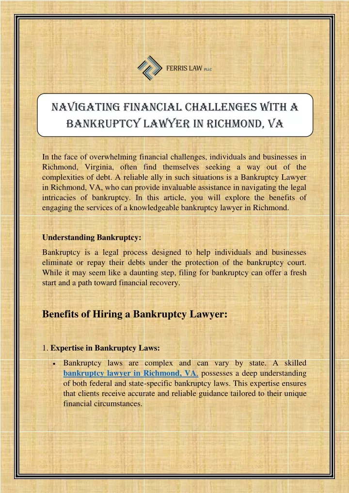 navigating financial challenges with a bankruptcy