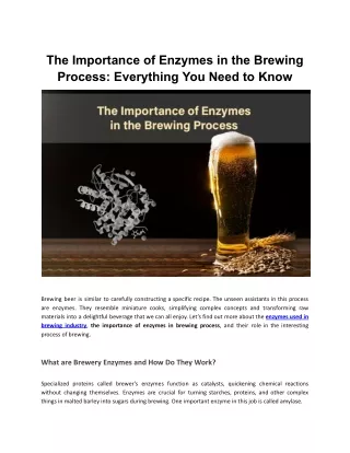 The Brewing Magic: Why Enzymes Matter in Making Your Favourite Beer
