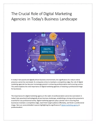 The Crucial Role of Digital Marketing Agencies in Today's Business Landscape