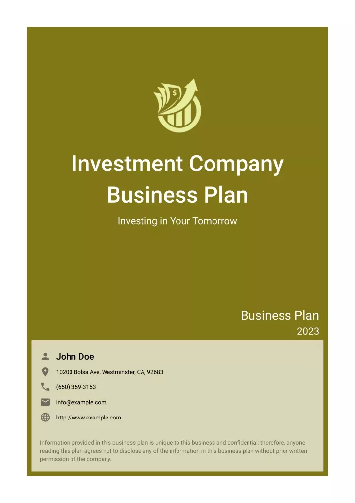 investment company business plan