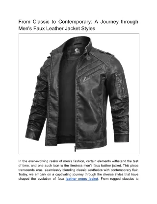 From Classic to Contemporary: A Journey through Men's Faux Leather Jacket Styles