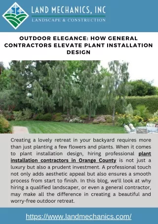 Transform Your Space with Expert Plant Installation Contractors in Orange County