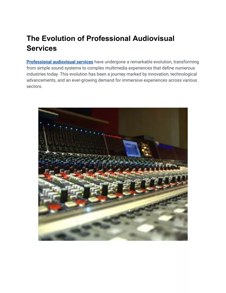 the evolution of professional audiovisual services