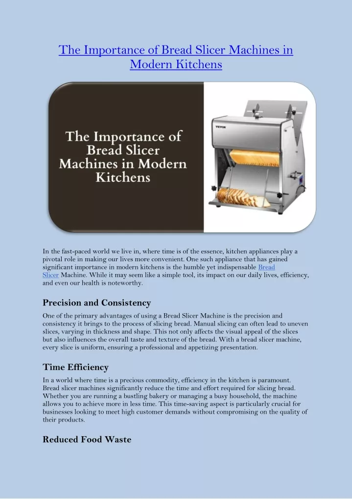 the importance of bread slicer machines in modern